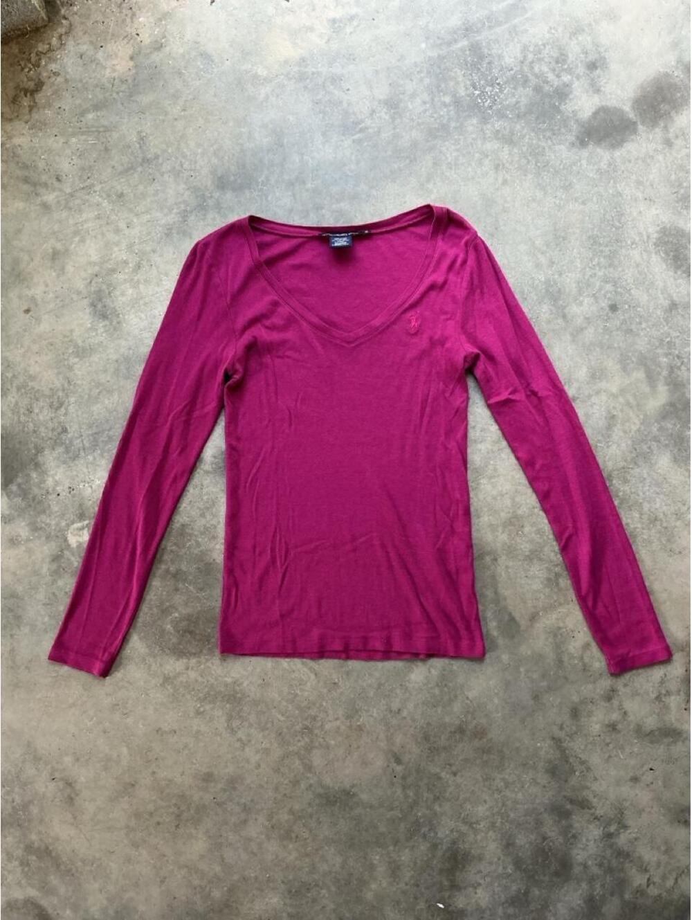 Ralph Lauren berry mauve pink long sleeve v-neck top